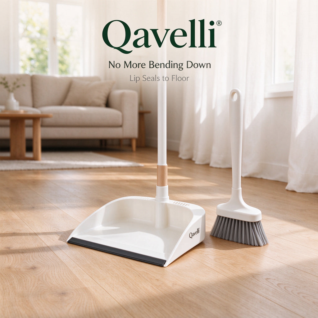 Qavelli® Heavy-Duty Dustpan & Brush Set